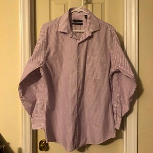 GB Men’s Fitted WF/LS Dress Shirt – Purple Stripes